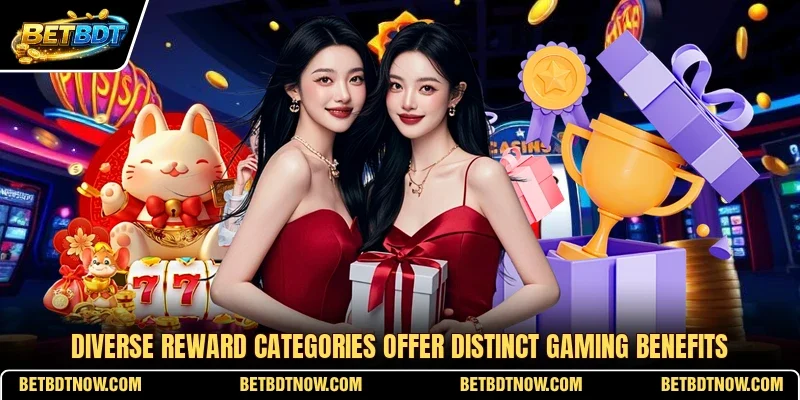 Diverse reward categories offer distinct gaming benefits