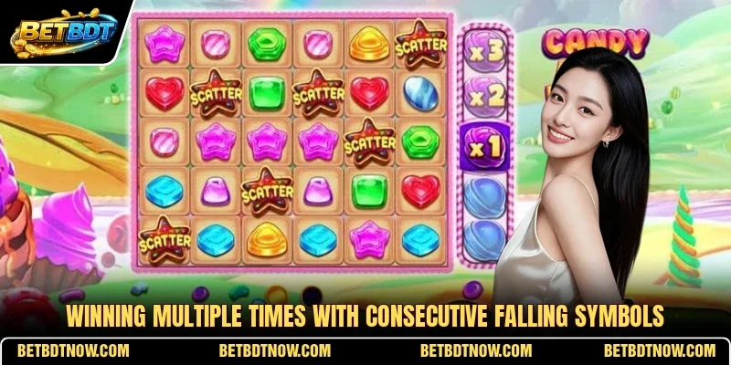 Winning multiple times with consecutive falling symbols